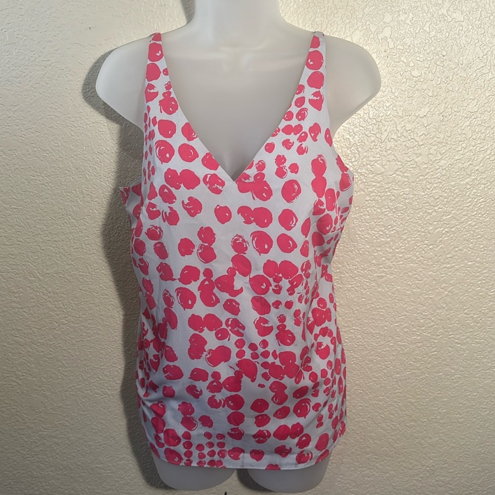 Banana Republic S grey & pink spotted tank business party vacation suiting lined